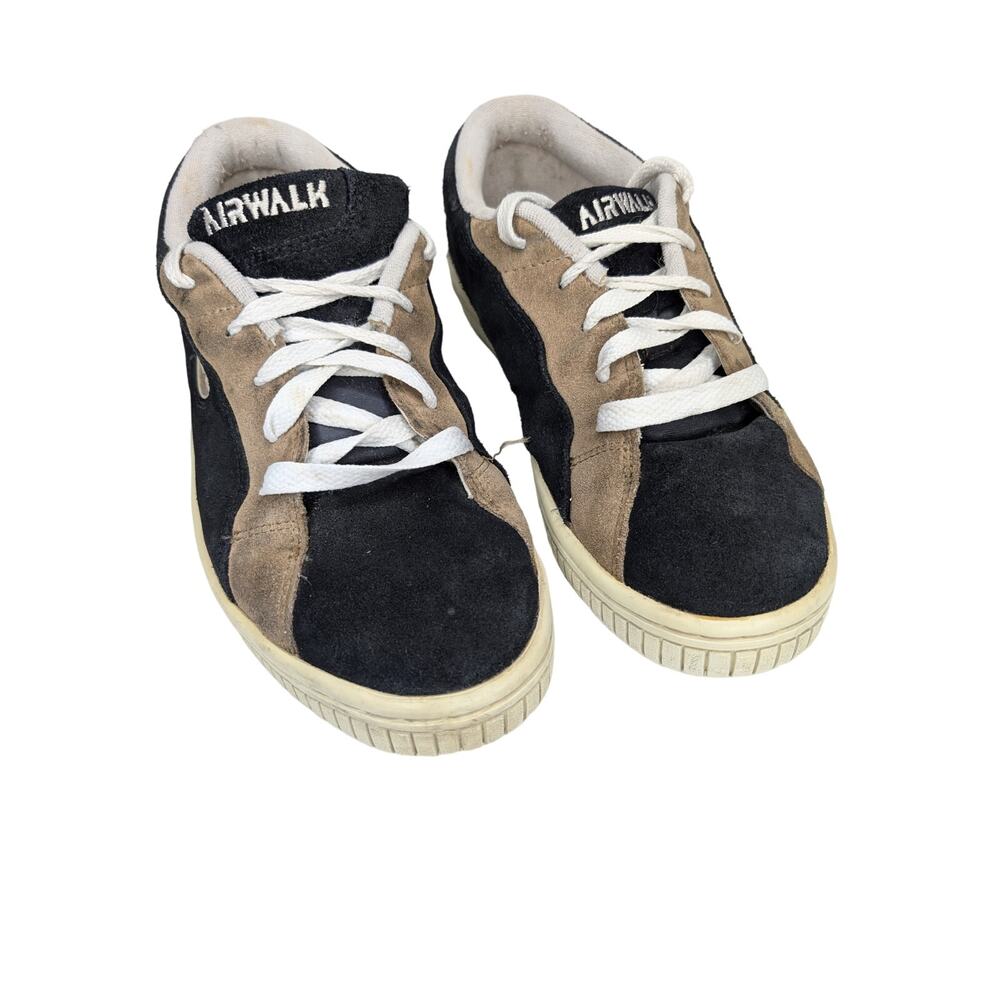 Vintage 90s Men's AIRWALK One Series Shoes Lucky Sz 9.5 Brown Black Suede Skater